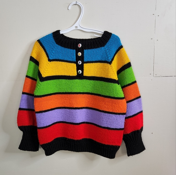 Vintage Kids Boys Girls 80s 90s Stripe Sweater Retro Bright Preppy 4T 4 1990s